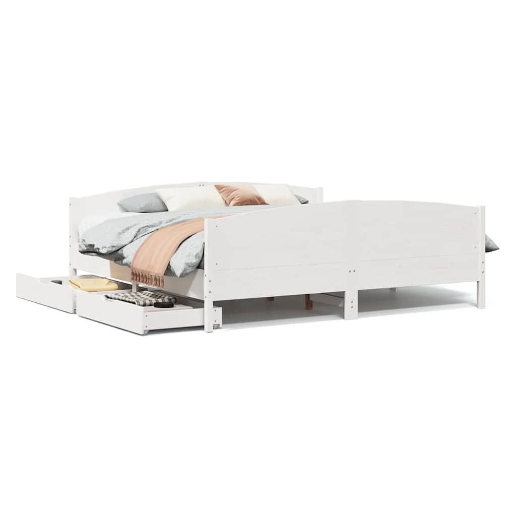 Bed Frame without Mattress White 160x200 cm Solid Wood Pine