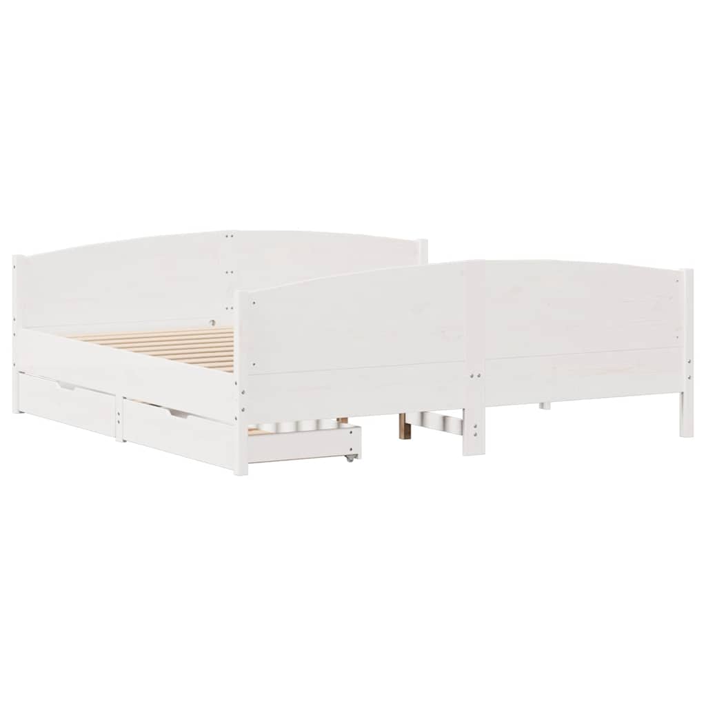 Bed Frame without Mattress White 160x200 cm Solid Wood Pine