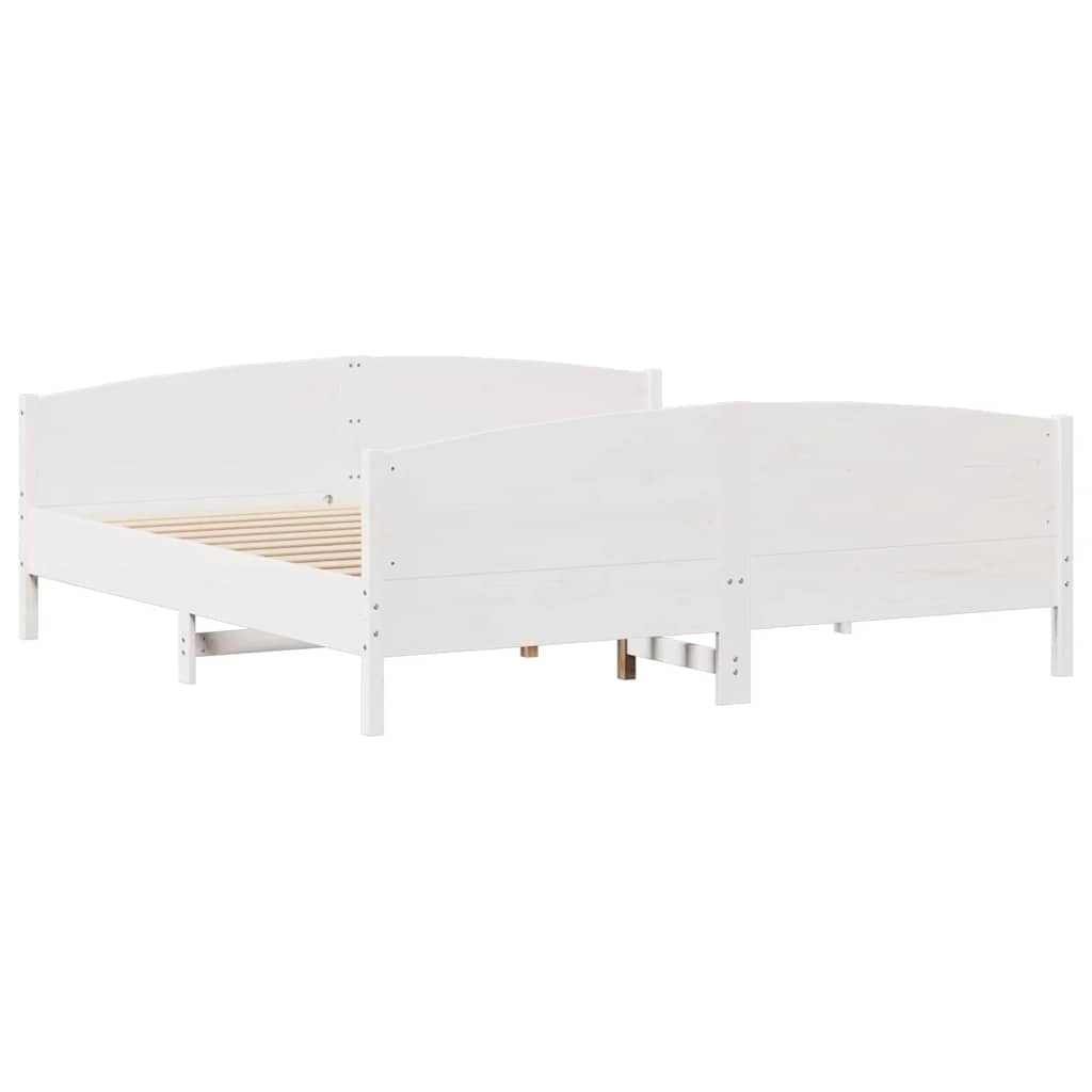 Bed Frame without Mattress White 160x200 cm Solid Wood Pine