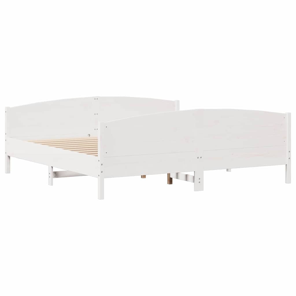 Bed Frame without Mattress White 160x200 cm Solid Wood Pine