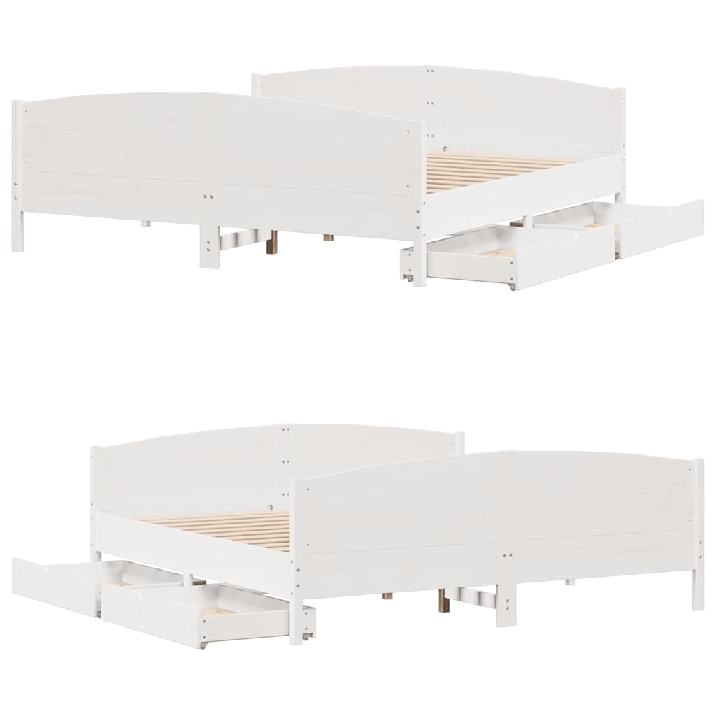 Bed Frame without Mattress White 160x200 cm Solid Wood Pine