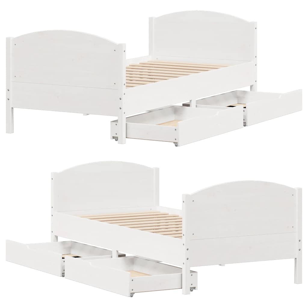 Bed Frame without Mattress White 100x200 cm Solid Wood Pine