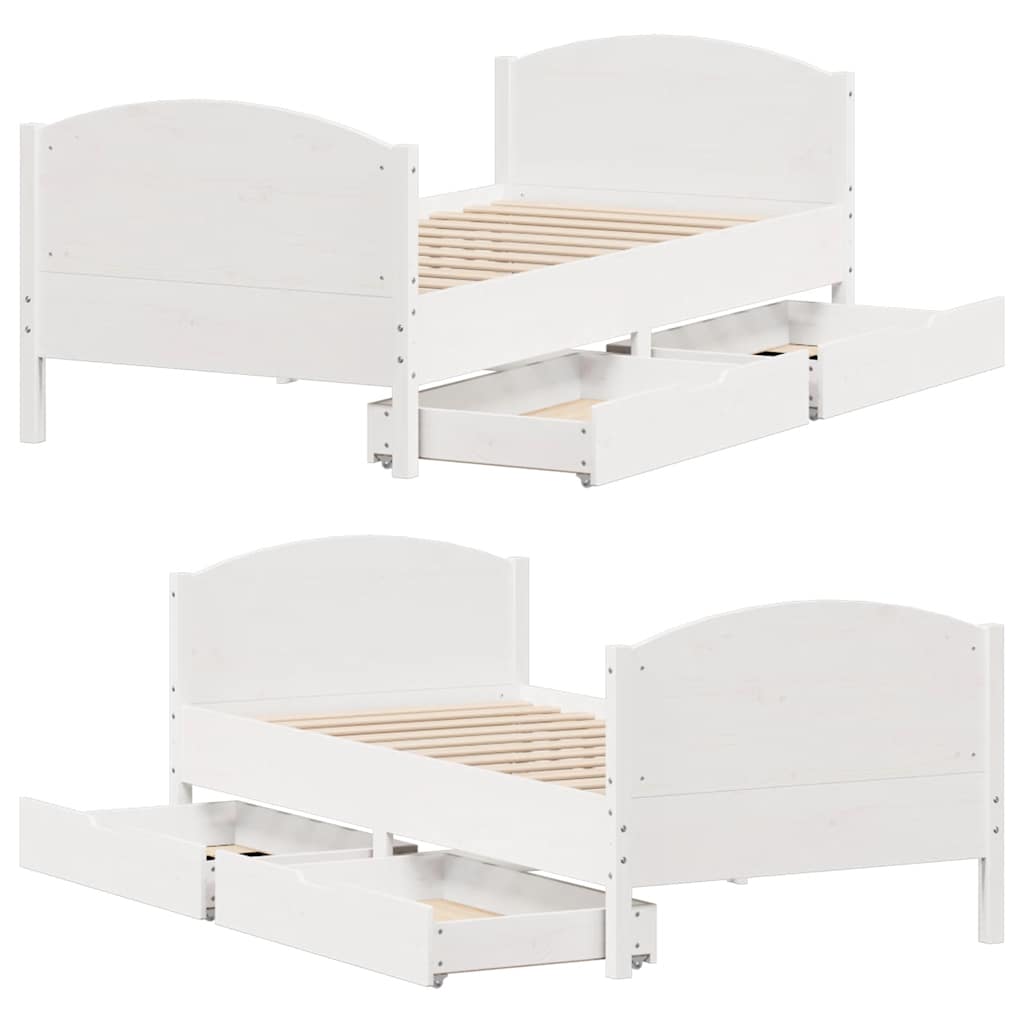 Bed Frame without Mattress White 90x200 cm Solid Wood Pine