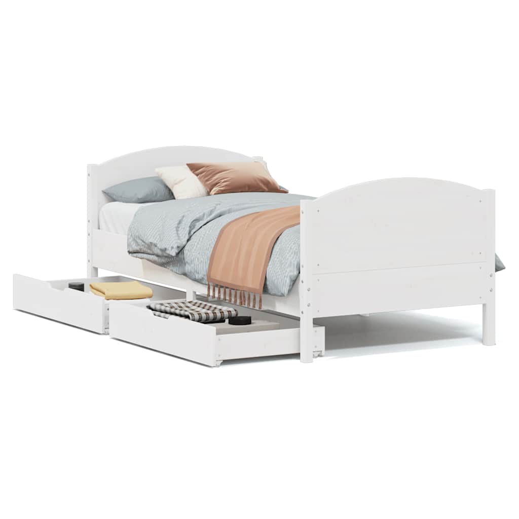 Bed Frame without Mattress White 75x190 cm Small Single Solid Wood Pine