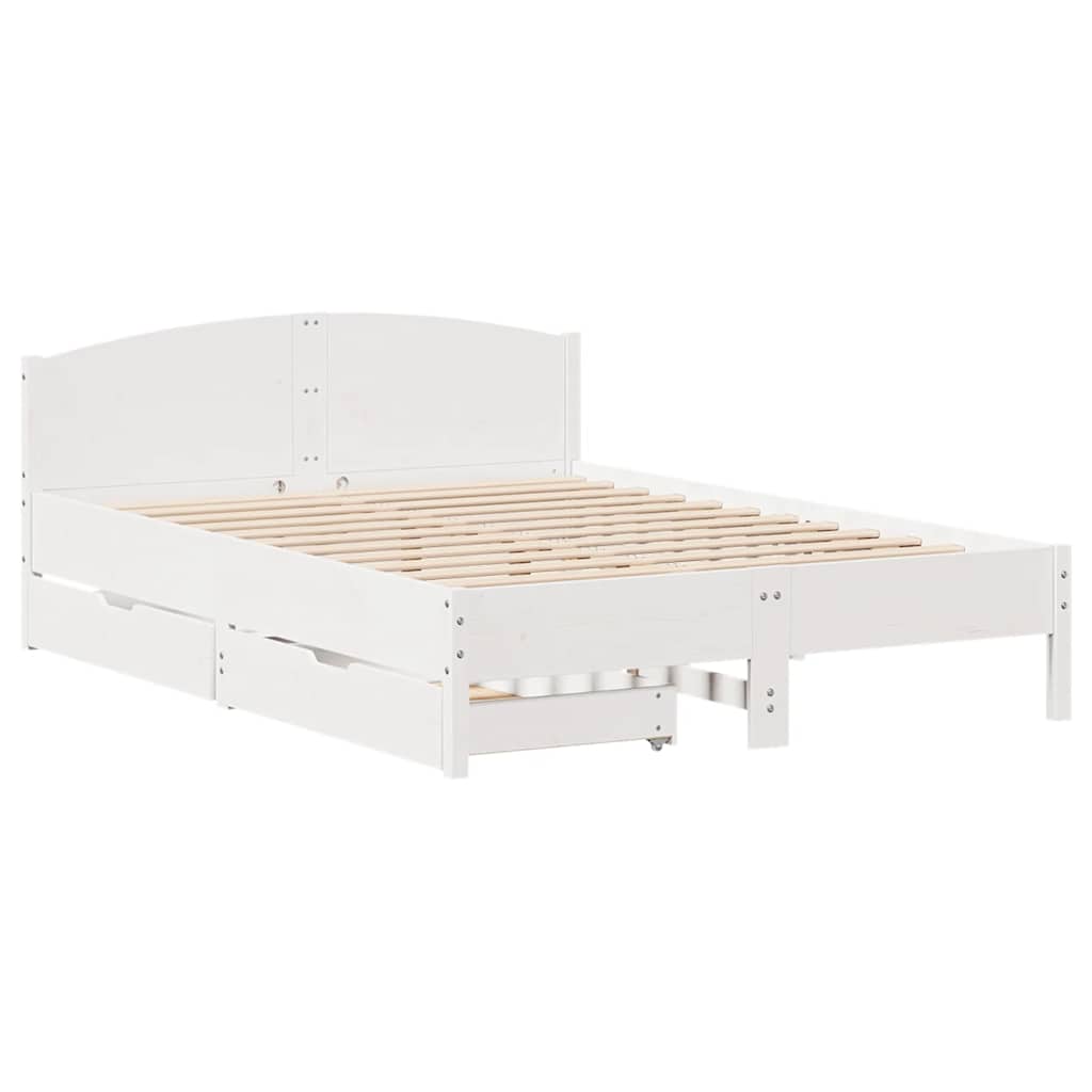 Bed Frame without Mattress White 160x200 cm Solid Wood Pine