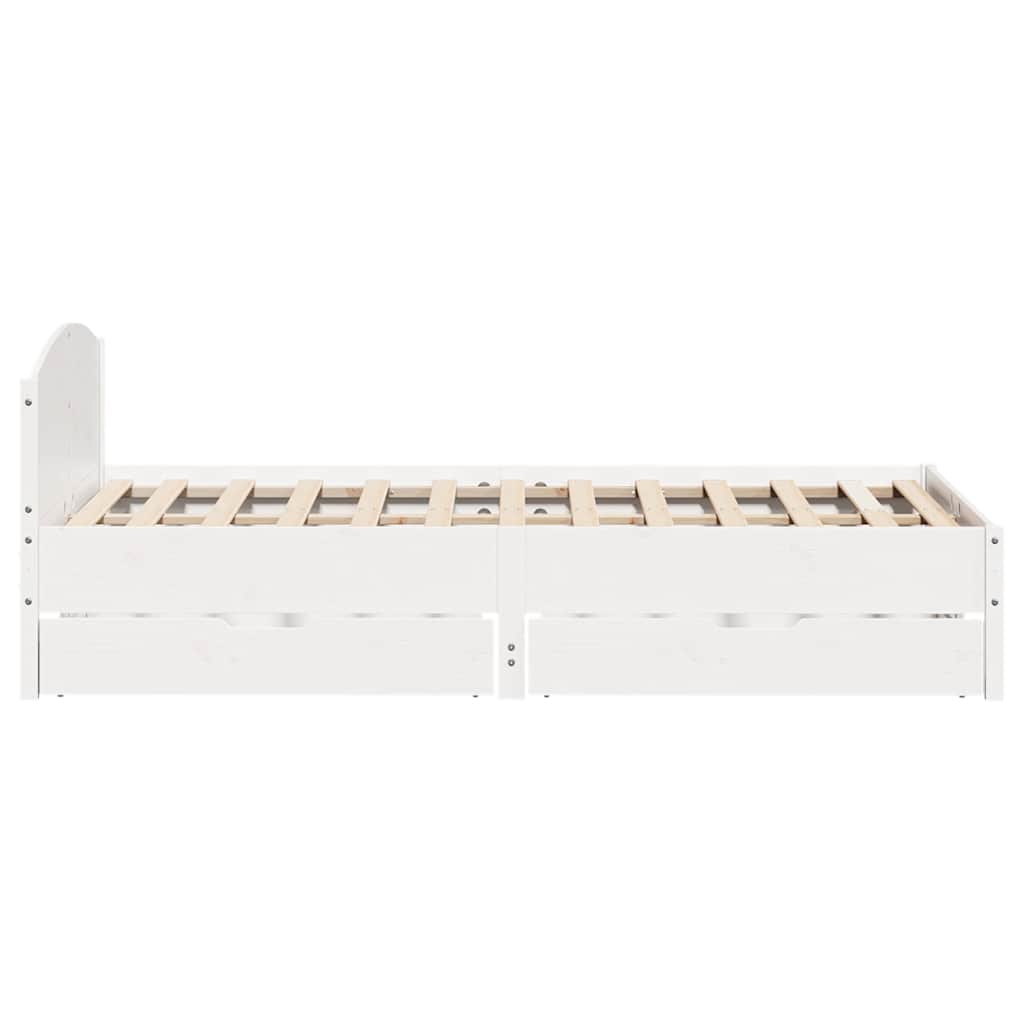 Bed Frame without Mattress White 150x200 cm King Size Solid Wood Pine