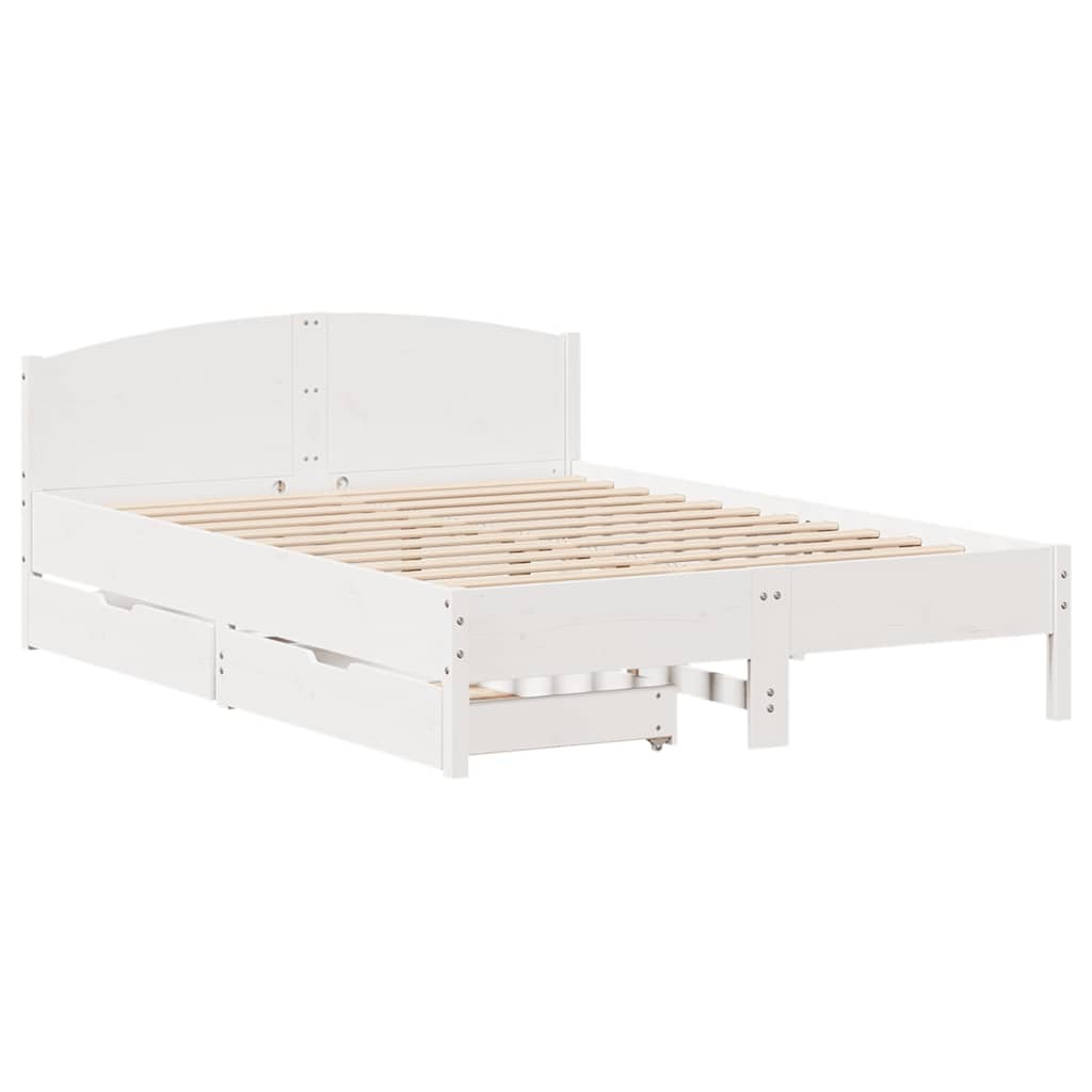Bed Frame without Mattress White 140x200 cm Solid Wood Pine