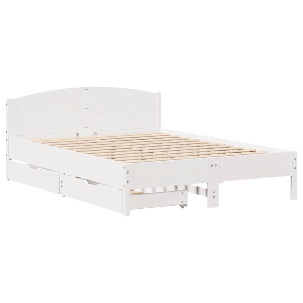 Bed Frame without Mattress White 140x190 cm Solid Wood Pine