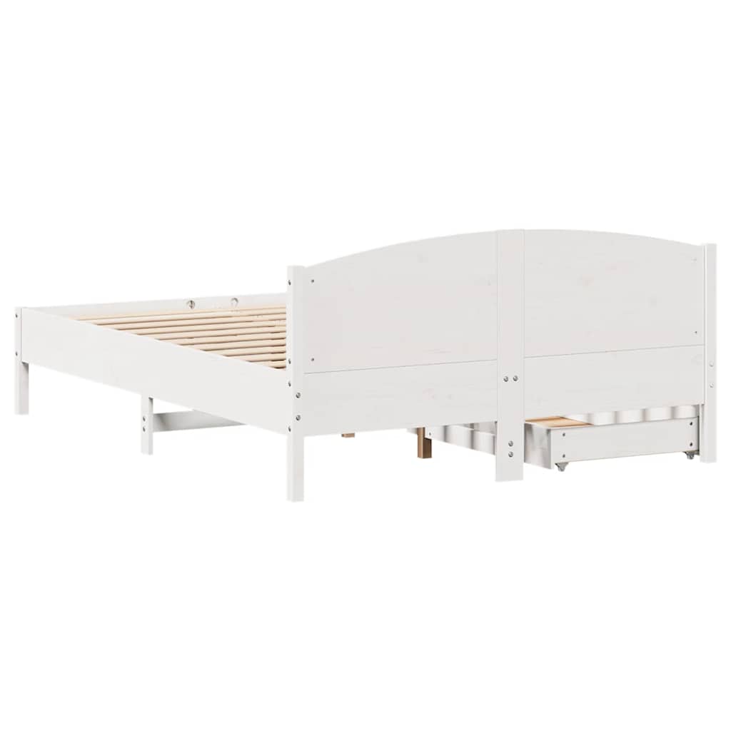 Bed Frame without Mattress White 135x190 cm Double Solid Wood Pine