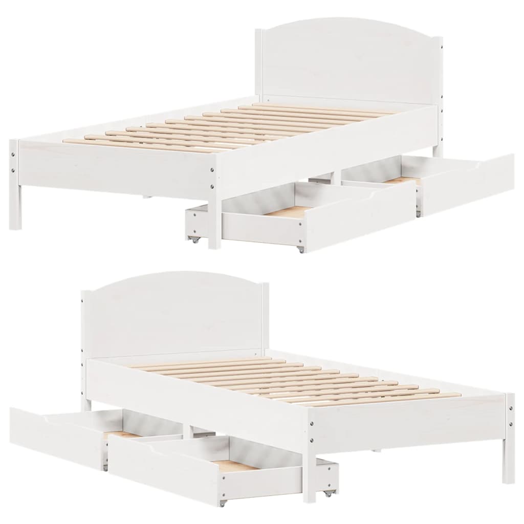 Bed Frame without Mattress White 100x200 cm Solid Wood Pine