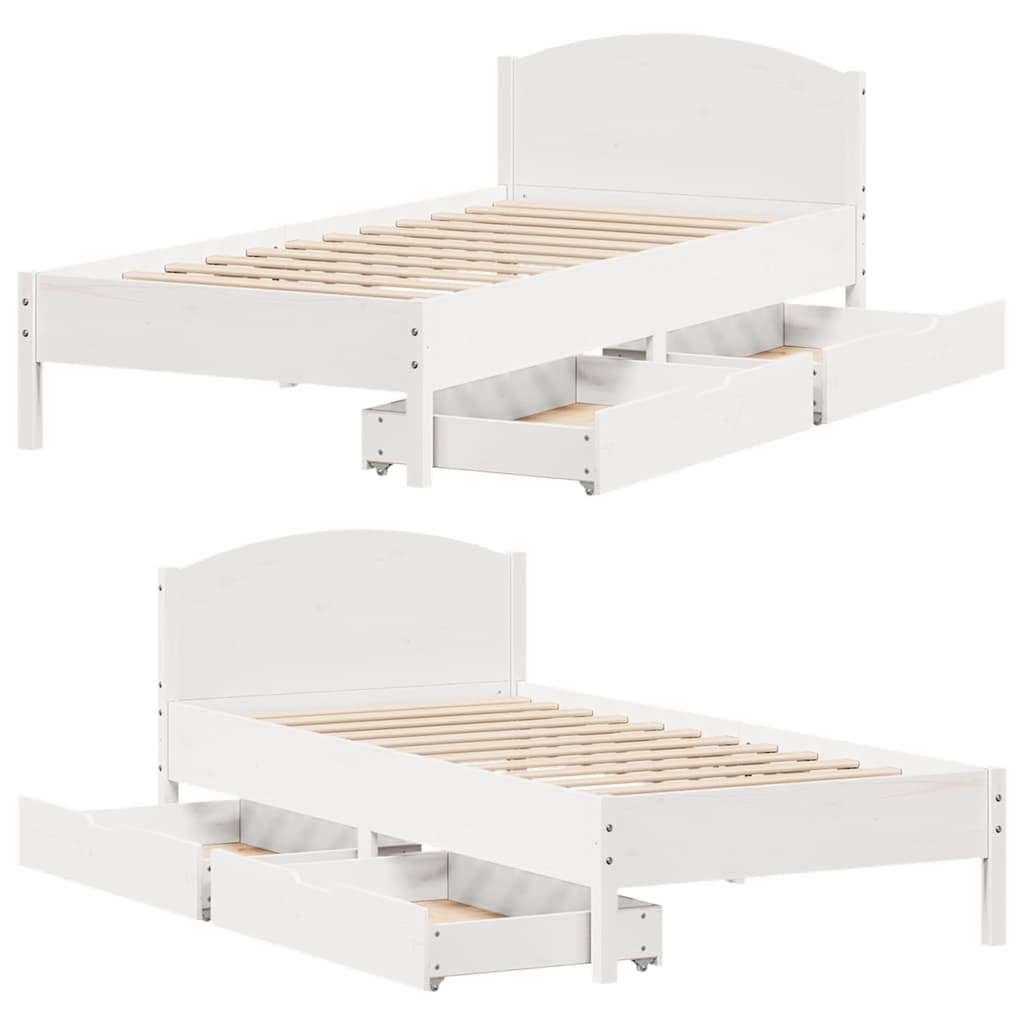 Bed Frame without Mattress White 90x200 cm Solid Wood Pine