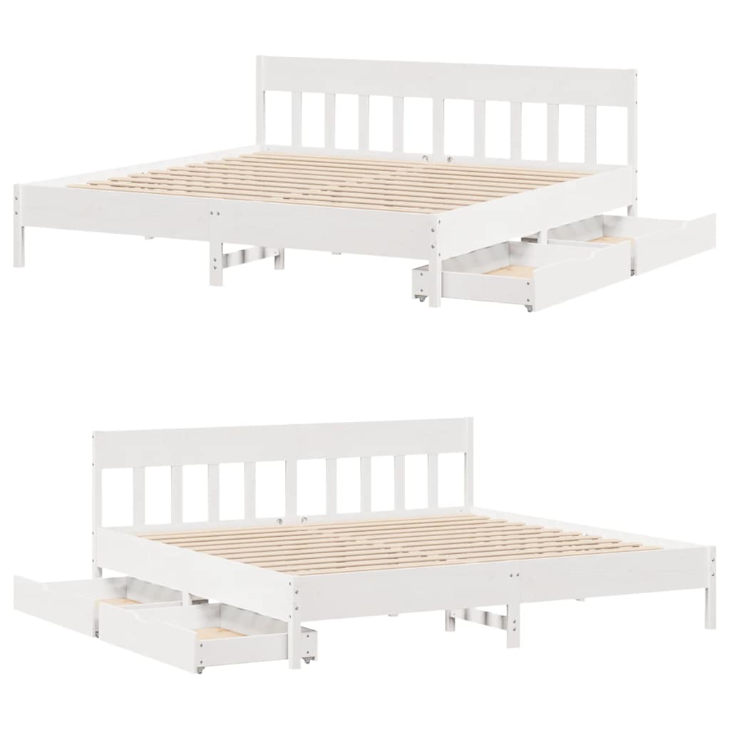 Bed Frame without Mattress White 200x200 cm Solid Wood Pine