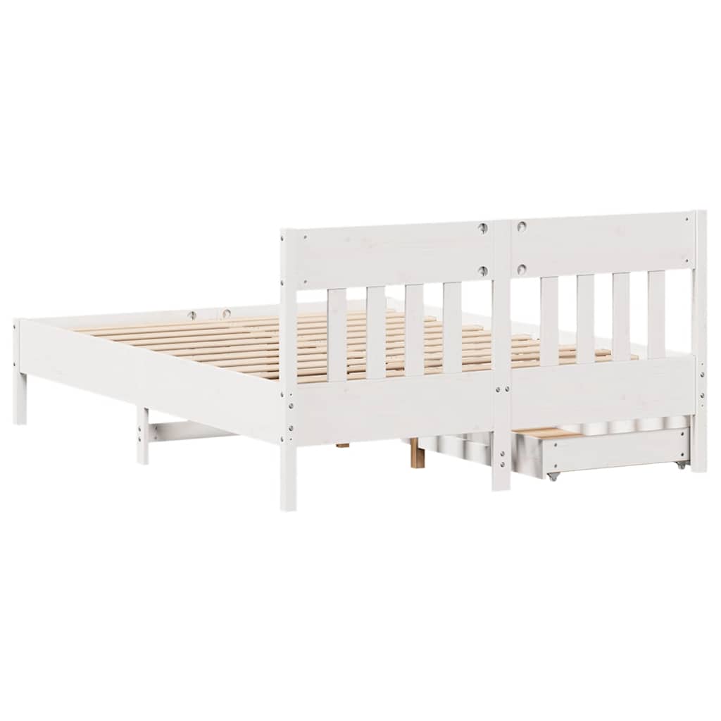 Bed Frame without Mattress White 140x200 cm Solid Wood Pine