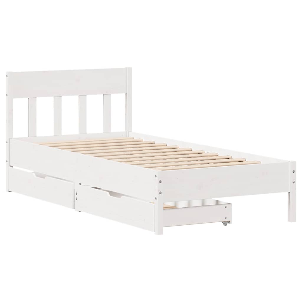Bed Frame without Mattress White 100x200 cm Solid Wood Pine