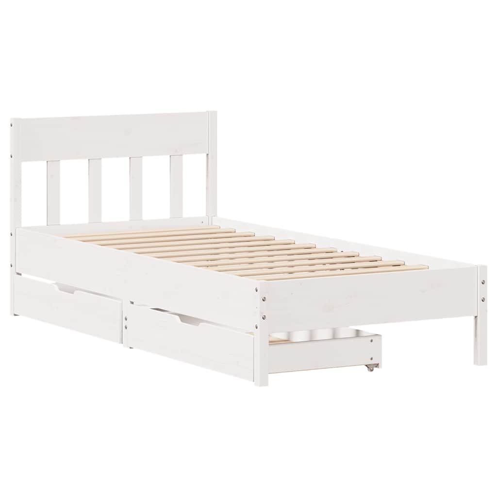 Bed Frame without Mattress White 90x200 cm Solid Wood Pine
