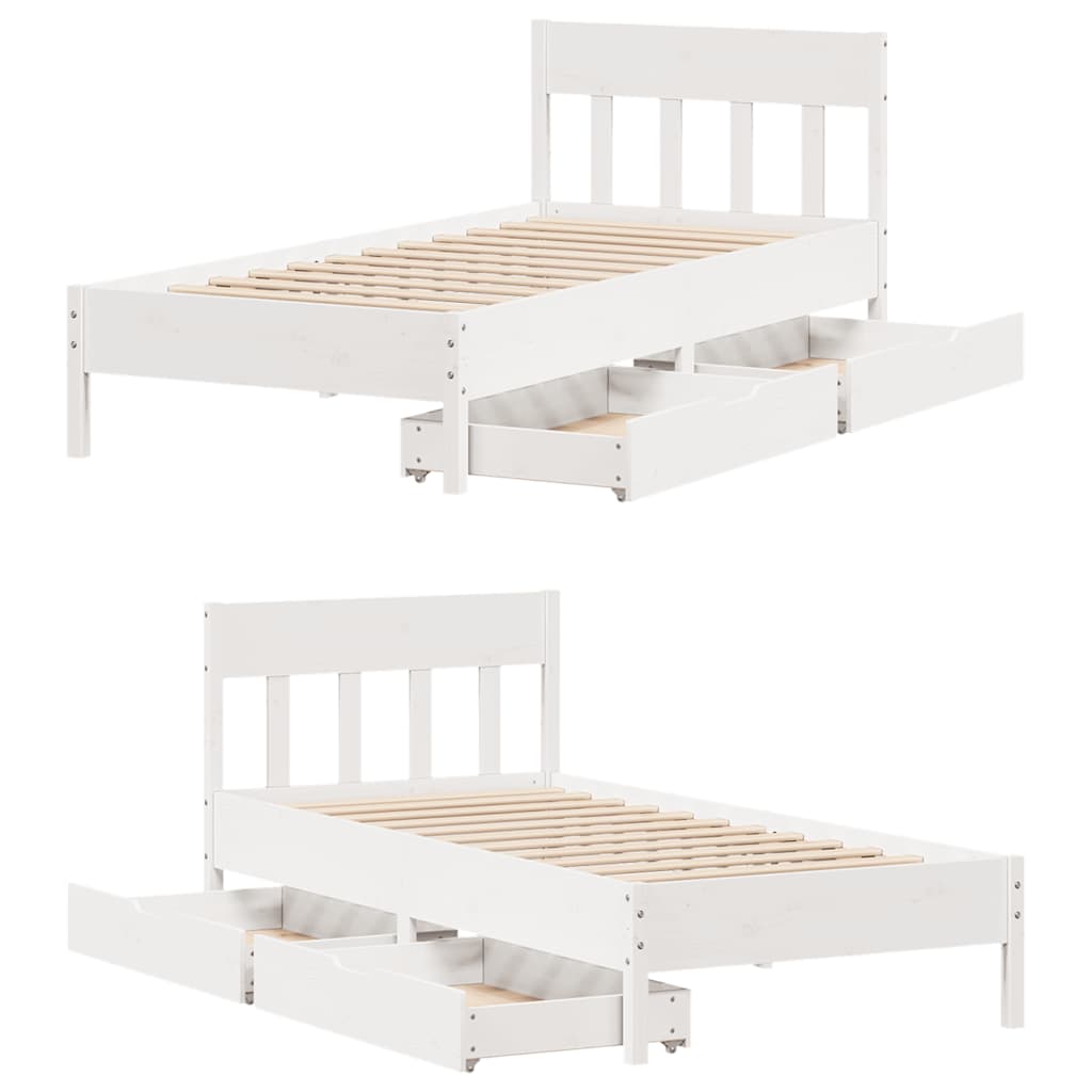 Bed Frame without Mattress White 90x190 cm Single Solid Wood Pine