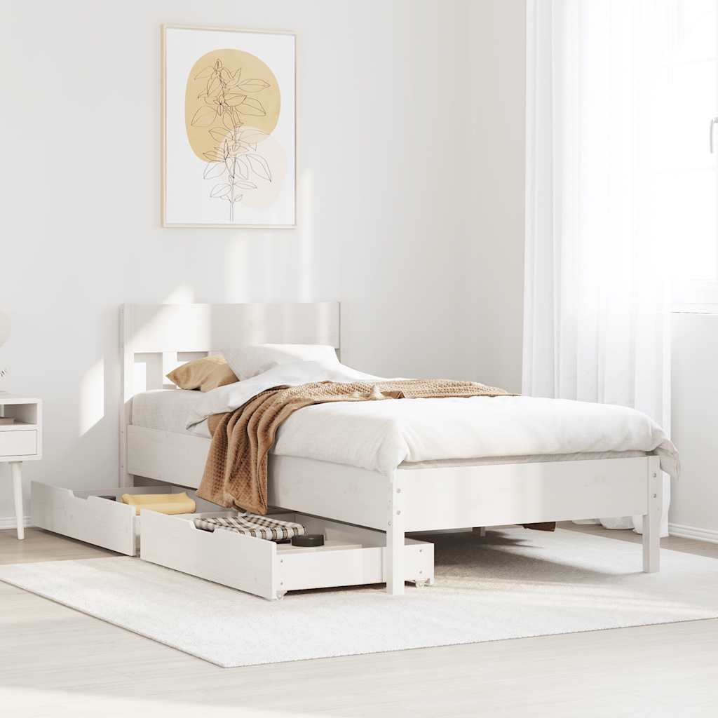 Bed Frame without Mattress White 90x190 cm Single Solid Wood Pine