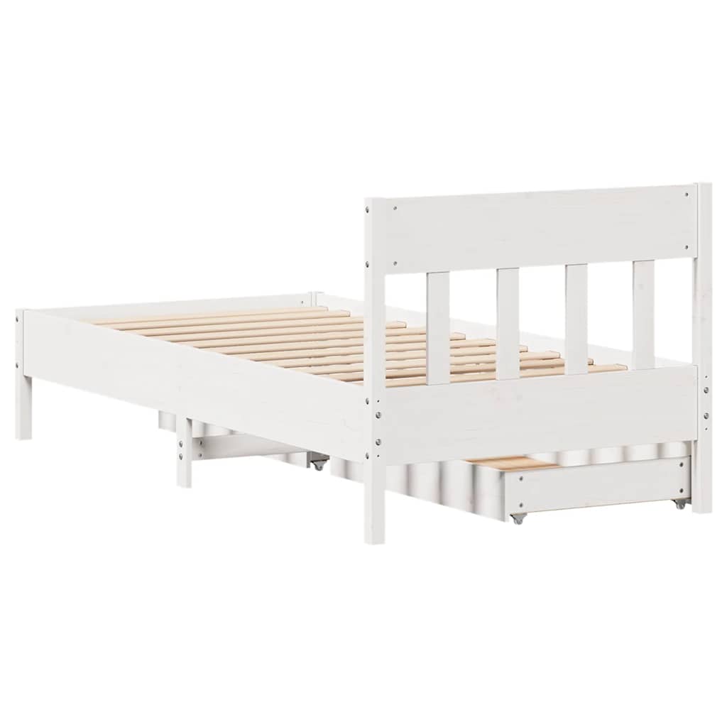 Bed Frame without Mattress White 75x190 cm Small Single Solid Wood Pine