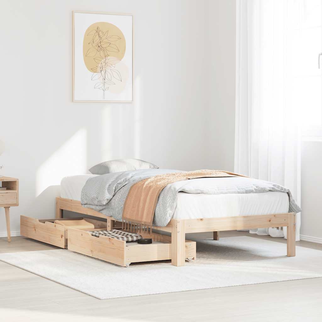 Bed Frame with Drawers without Mattress 75x190 cm Small Single