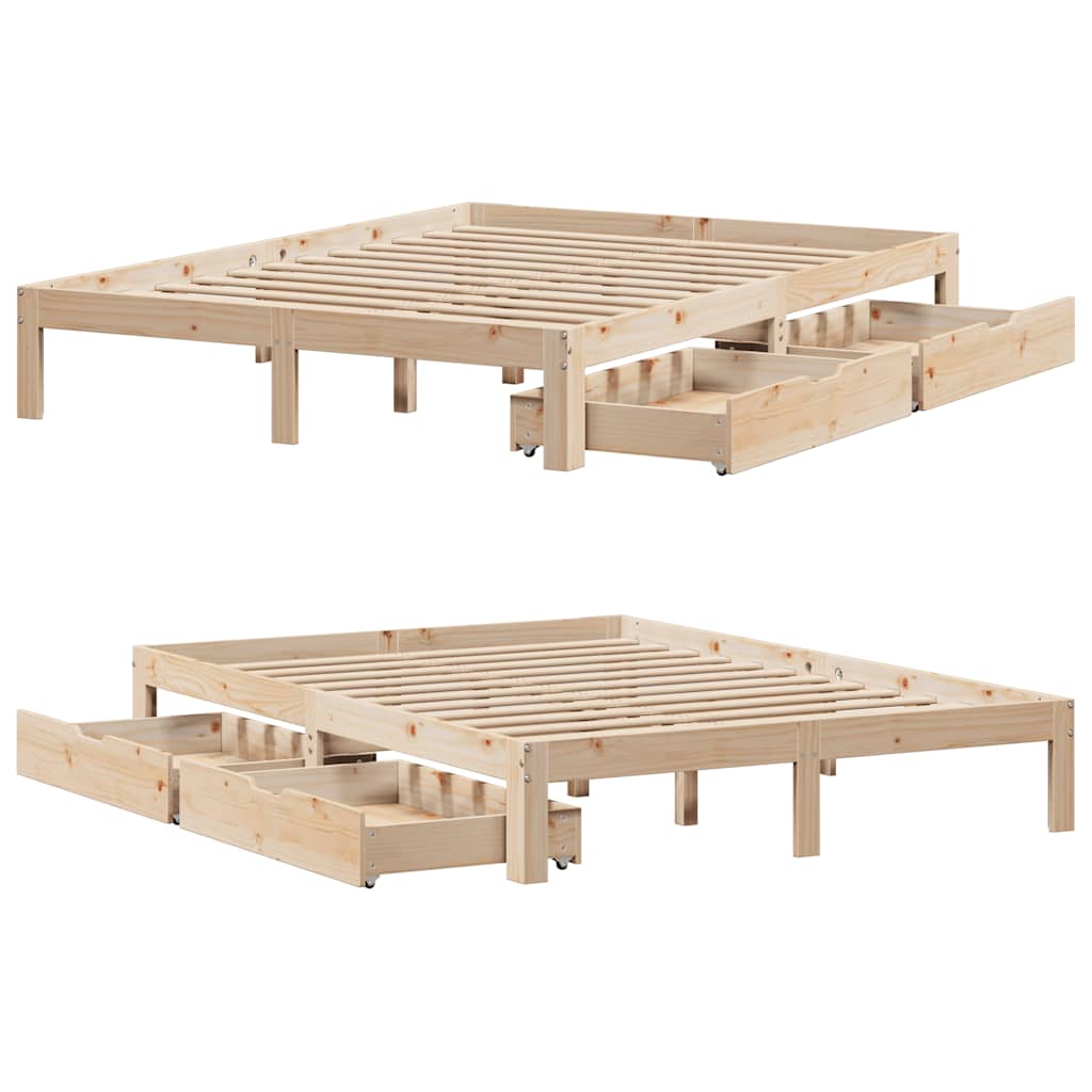 Bed Frame with Drawers without Mattress 120x190 cm Small Double