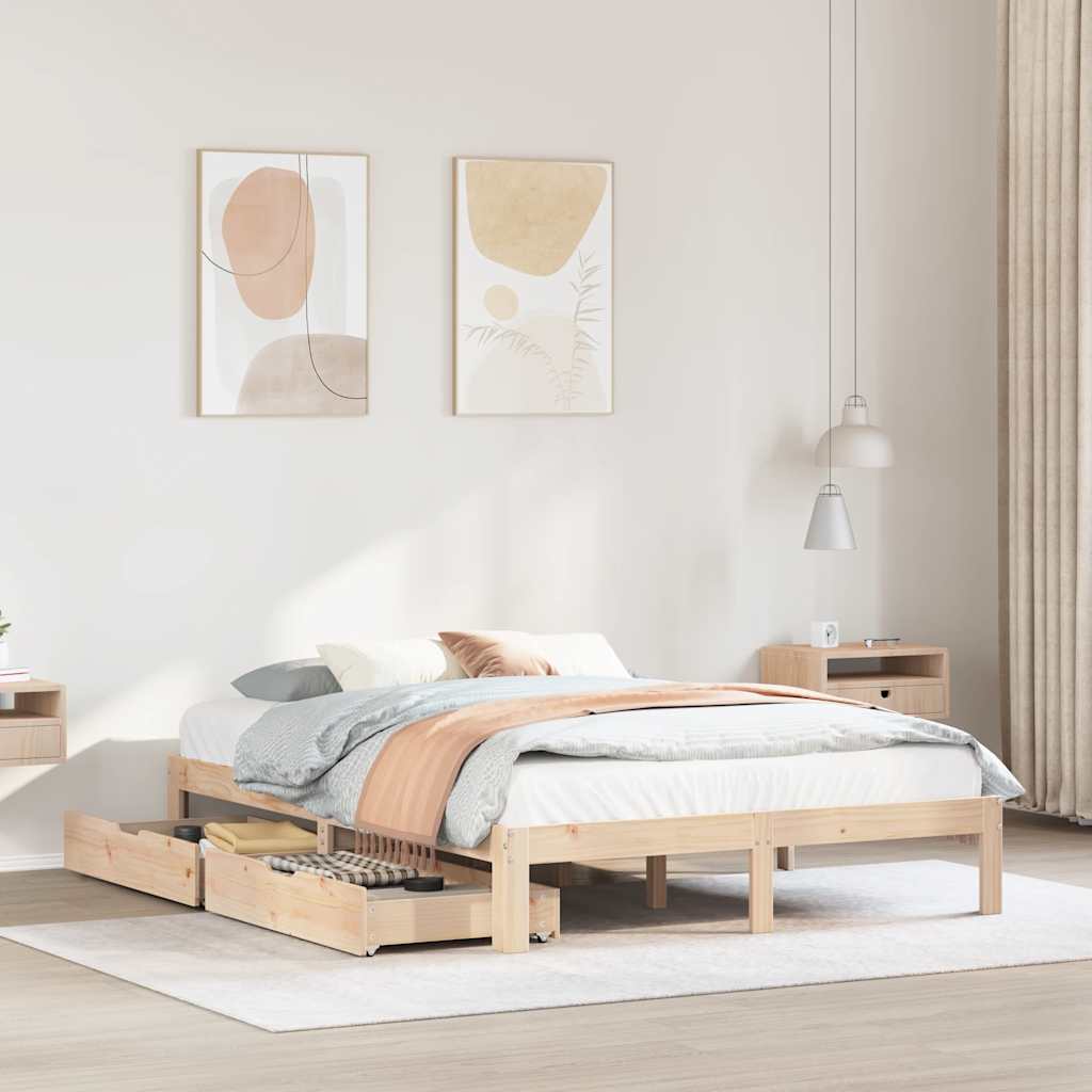 Bed Frame with Drawers without Mattress 120x190 cm Small Double