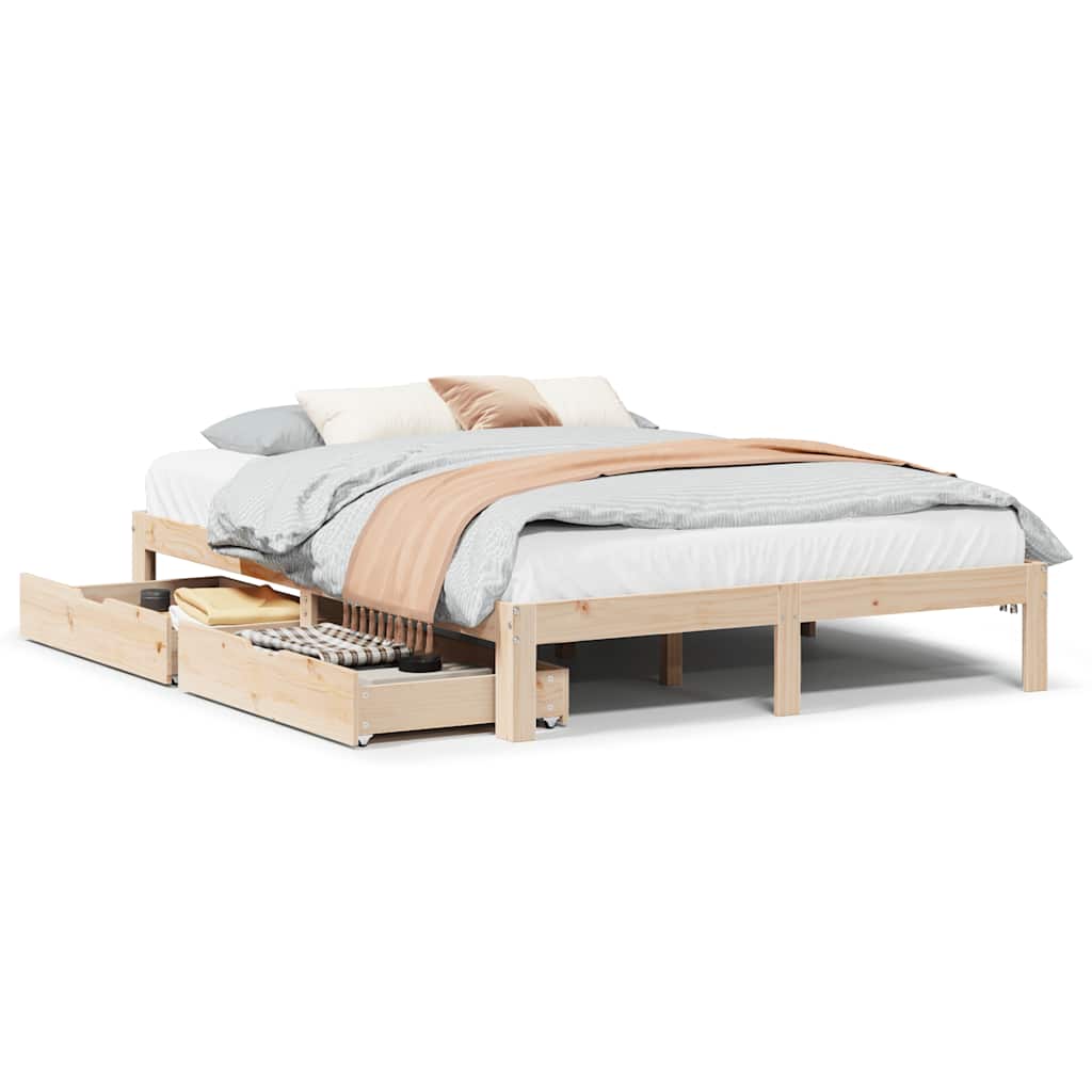 Bed Frame with Drawers without Mattress 140x190 cm