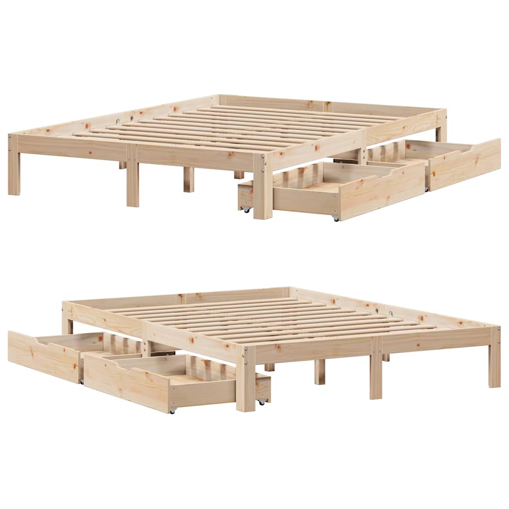 Bed Frame with Drawers without Mattress 140x190 cm