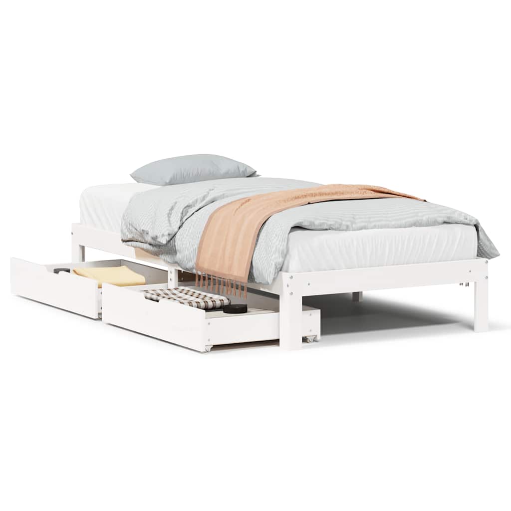 Bed Frame with Drawers without Mattress White 90x200 cm