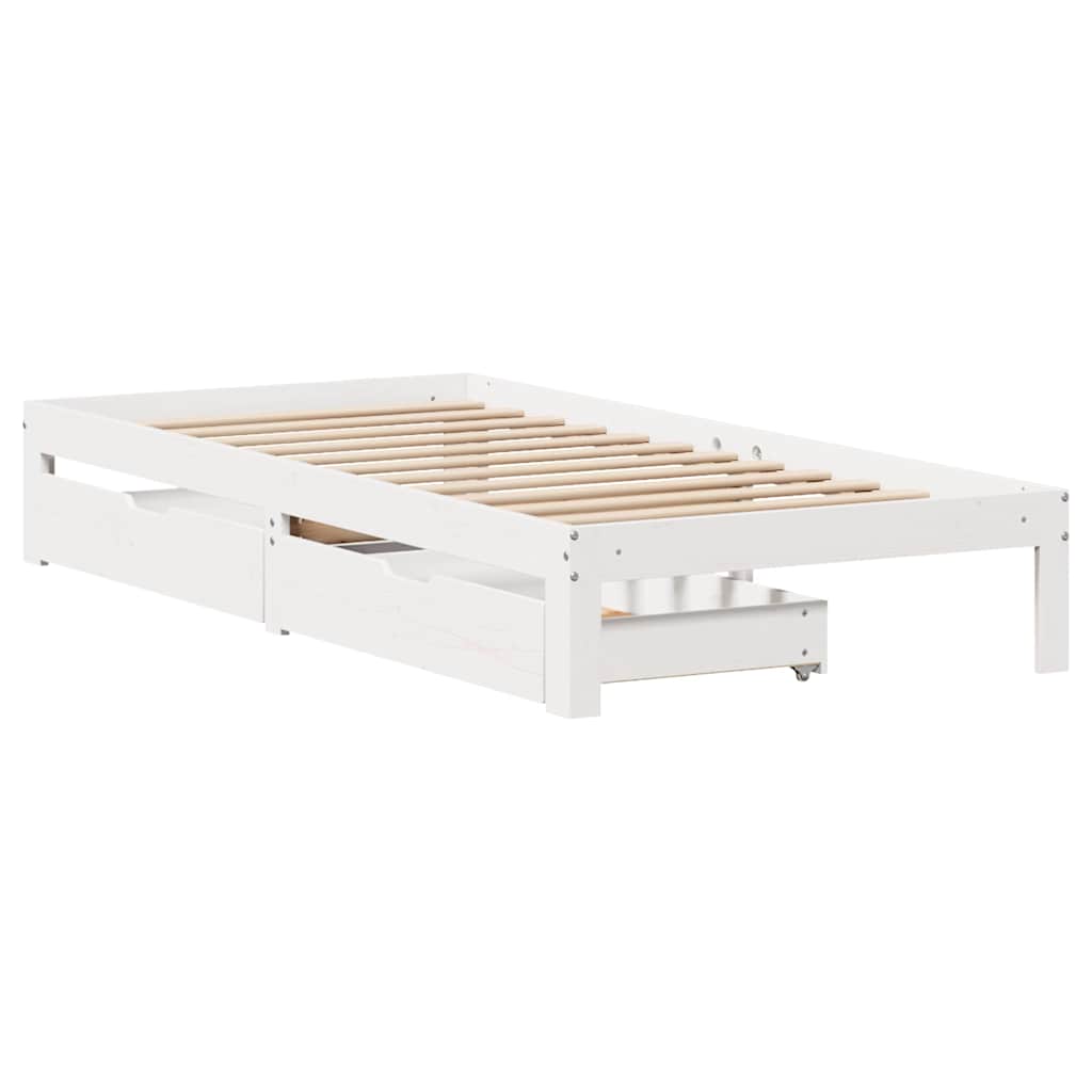Bed Frame with Drawers without Mattress White 90x200 cm