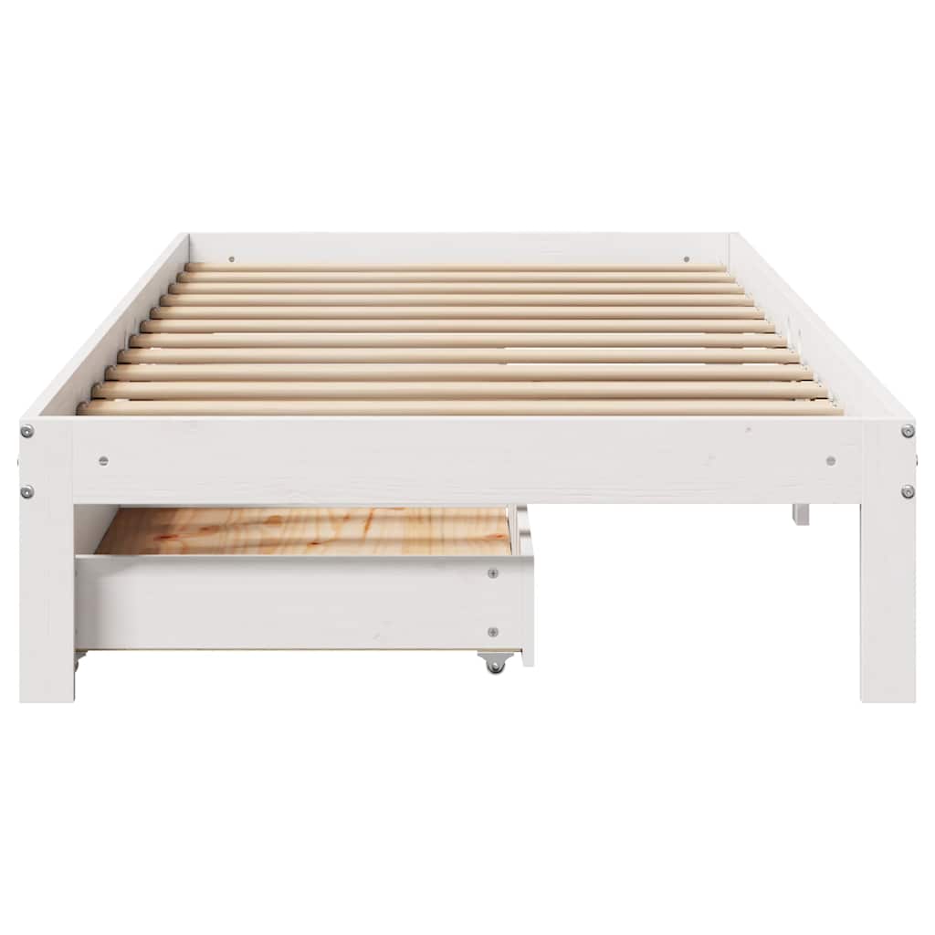 Bed Frame with Drawers without Mattress White 90x200 cm