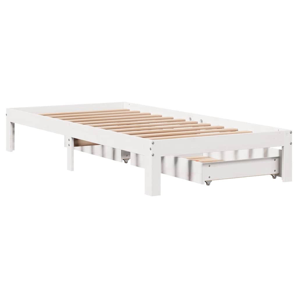 Bed Frame with Drawers without Mattress White 90x200 cm