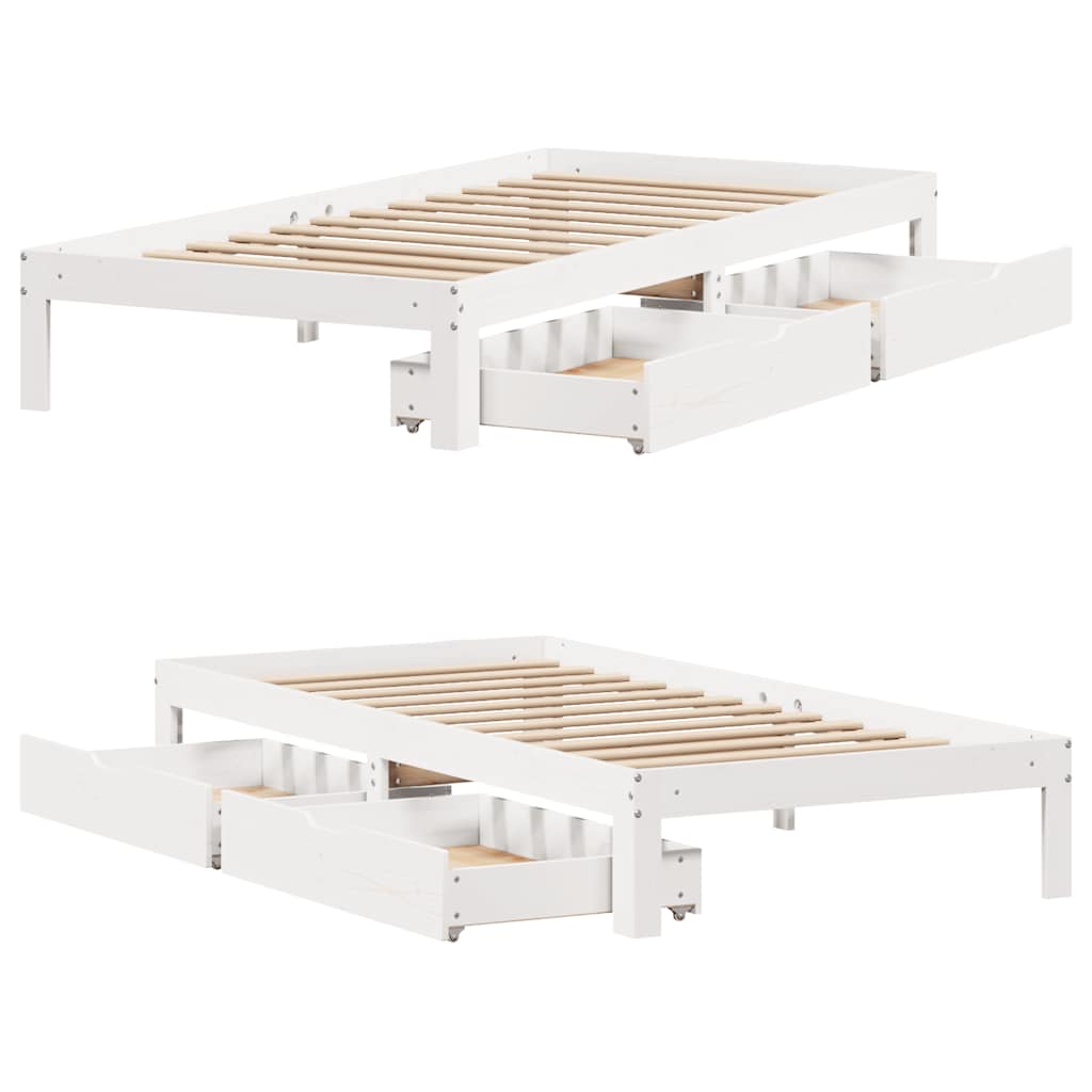 Bed Frame with Drawers without Mattress White 90x200 cm
