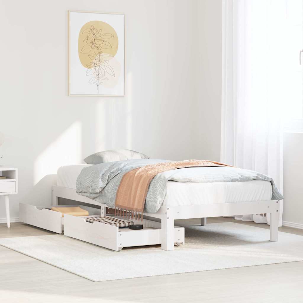 Bed Frame with Drawers without Mattress White 90x200 cm