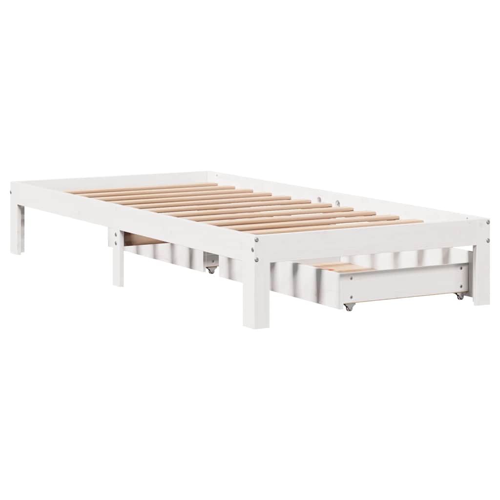 Bed Frame with Drawers without Mattress White 100x200 cm