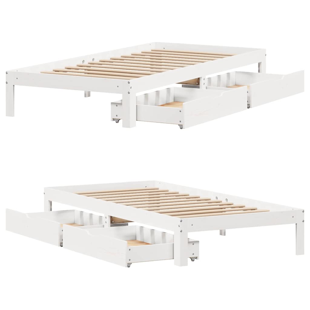 Bed Frame with Drawers without Mattress White 100x200 cm