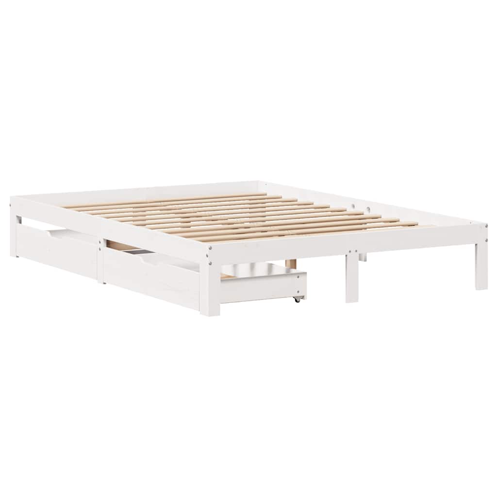 Bed Frame with Drawers without Mattress White 140x200 cm