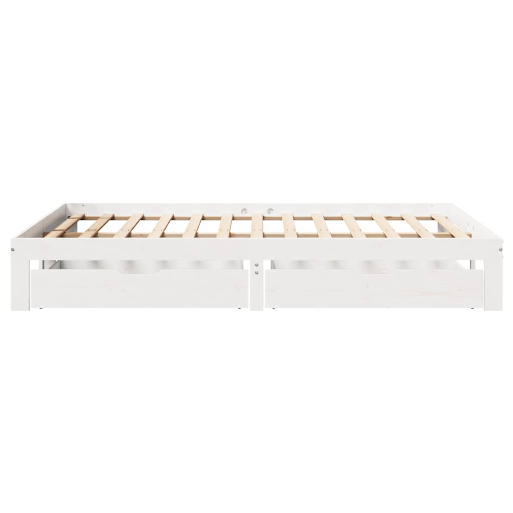 Bed Frame with Drawers without Mattress White 140x200 cm