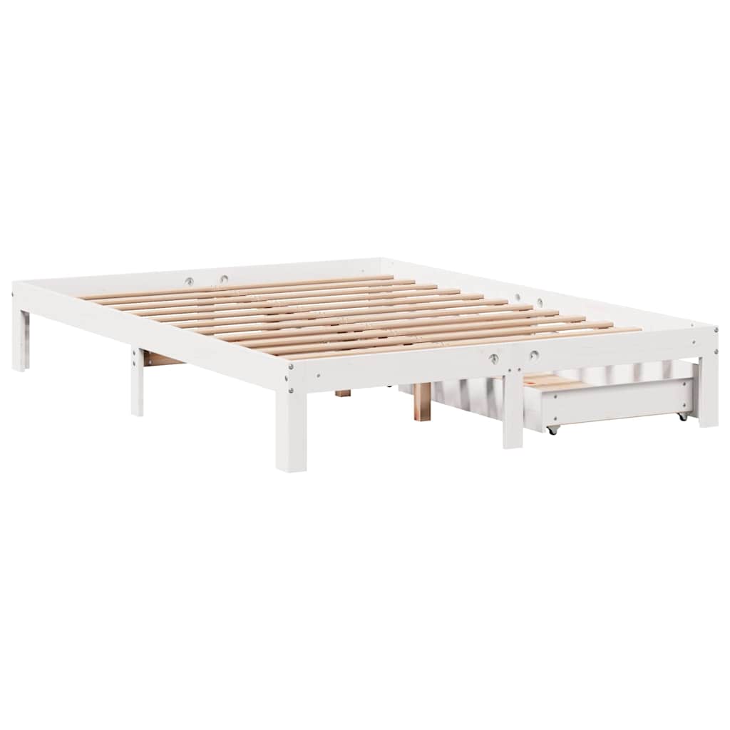 Bed Frame with Drawers without Mattress White 140x200 cm