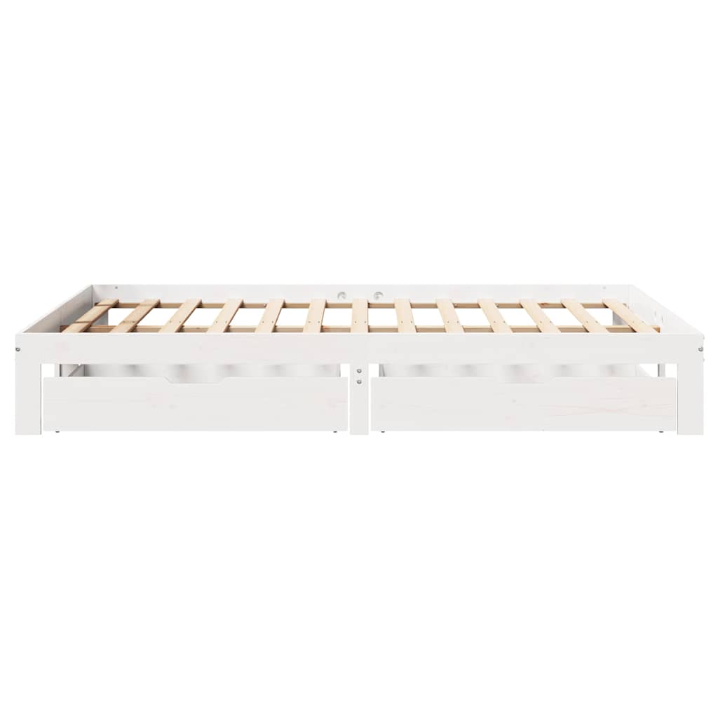 Bed Frame with Drawers without Mattress White 150x200 cm King Size
