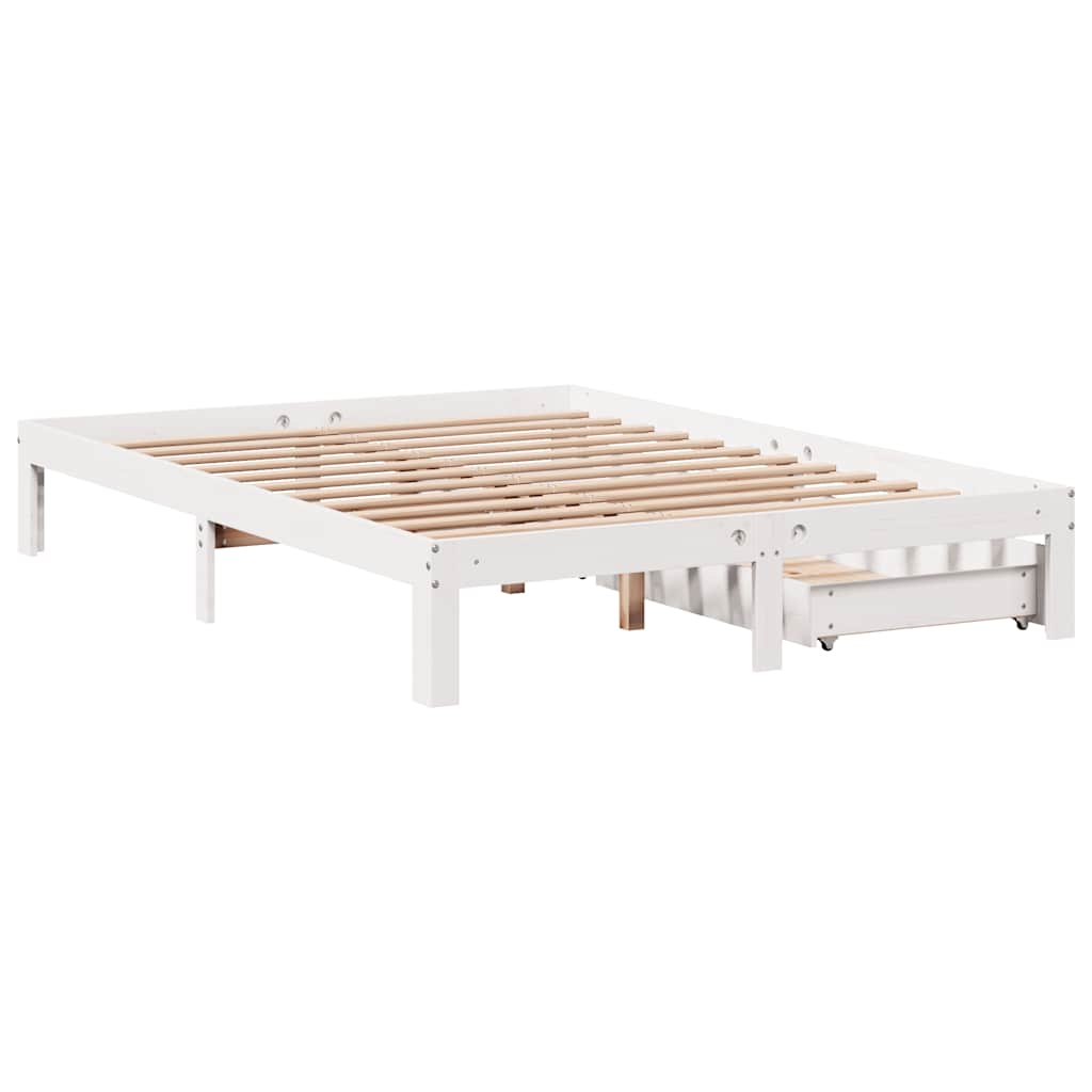 Bed Frame with Drawers without Mattress White 150x200 cm King Size