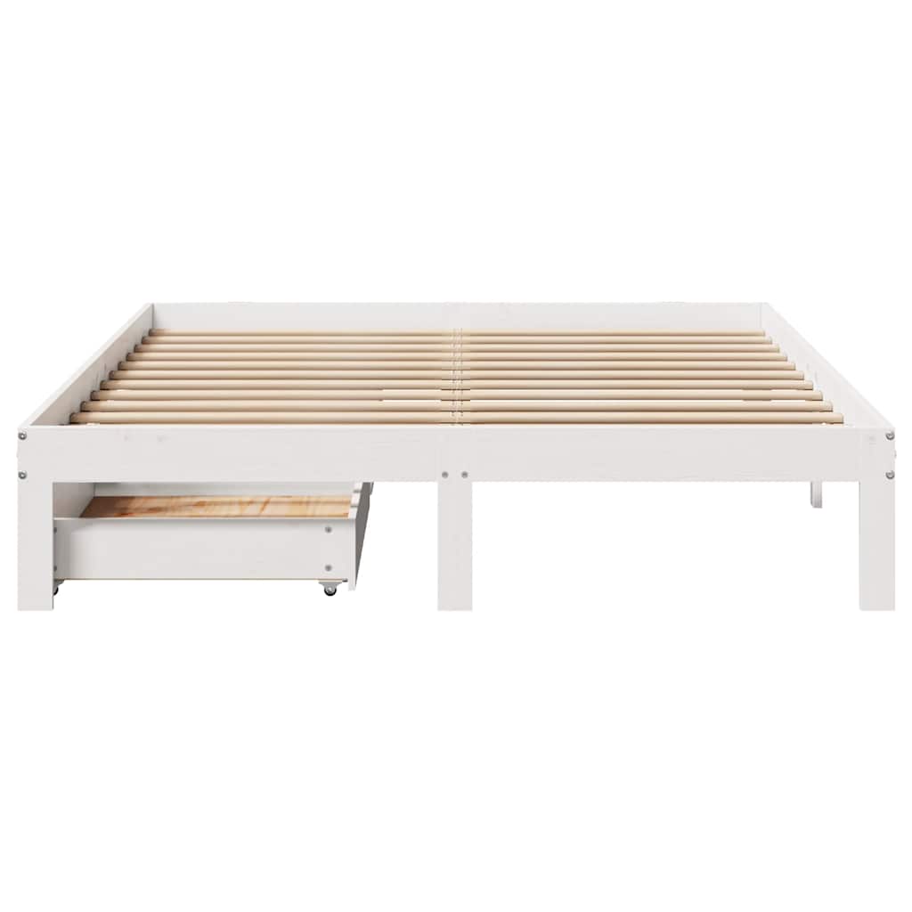 Bed Frame with Drawers without Mattress White 160x200 cm