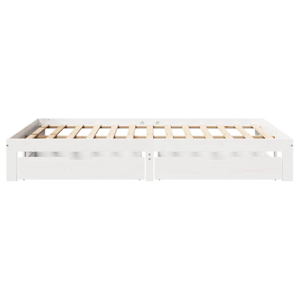 Bed Frame with Drawers without Mattress White 160x200 cm