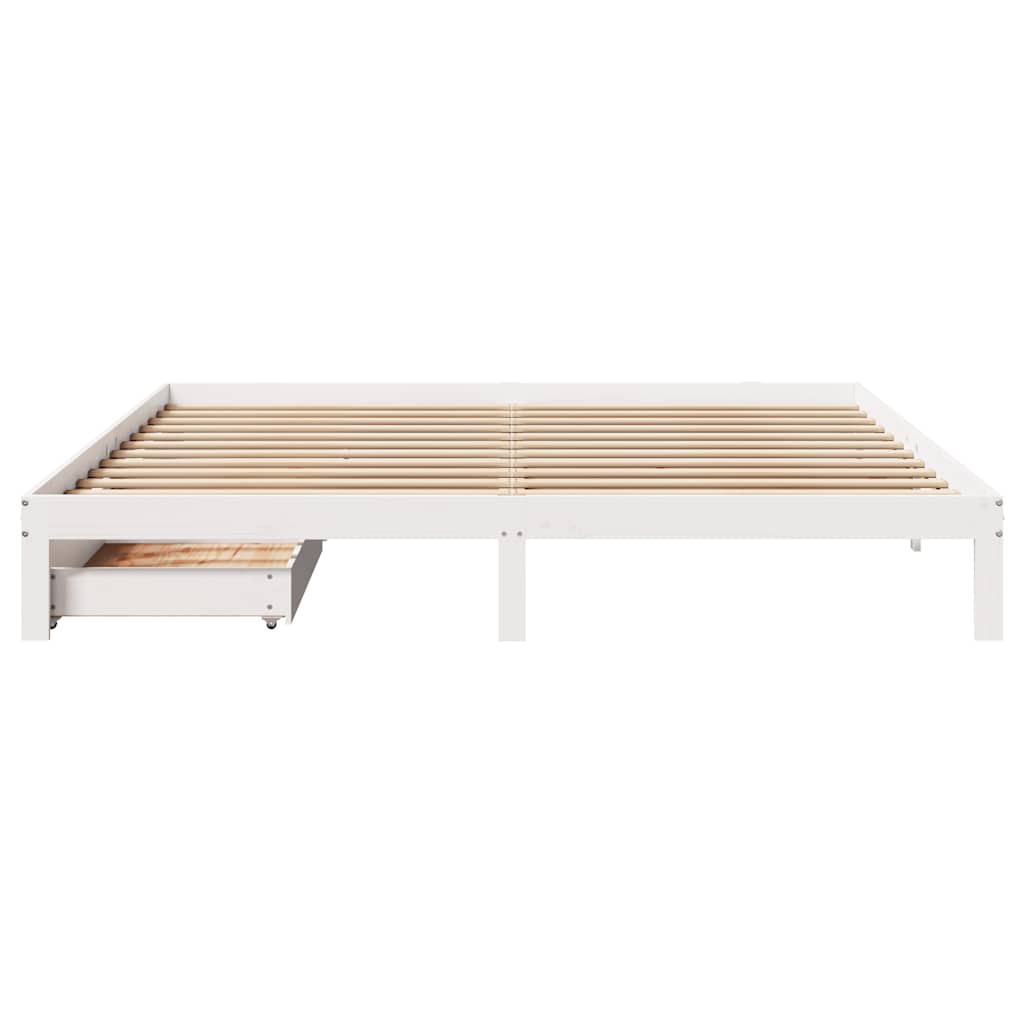 Bed Frame with Drawers without Mattress White 180x200 cm Super King