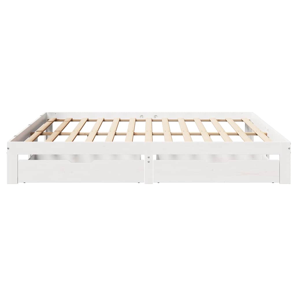 Bed Frame with Drawers without Mattress White 180x200 cm Super King