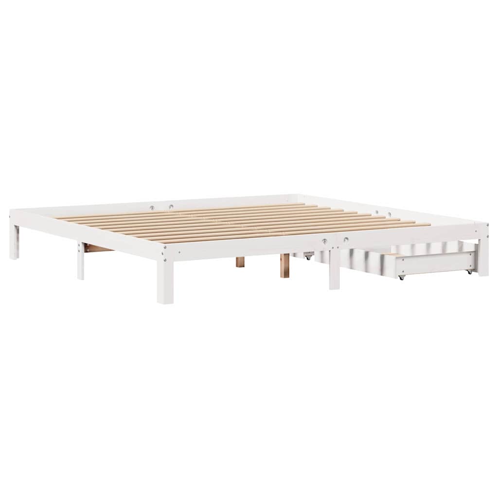 Bed Frame with Drawers without Mattress White 180x200 cm Super King