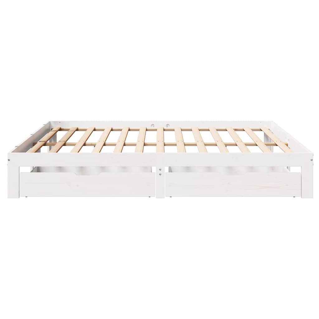 Bed Frame with Drawers without Mattress White 200x200 cm