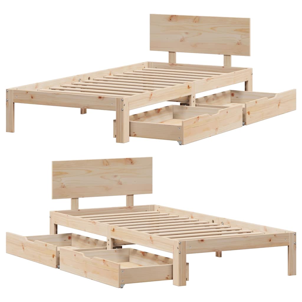 Bed Frame with Drawers without Mattress 75x190 cm Small Single