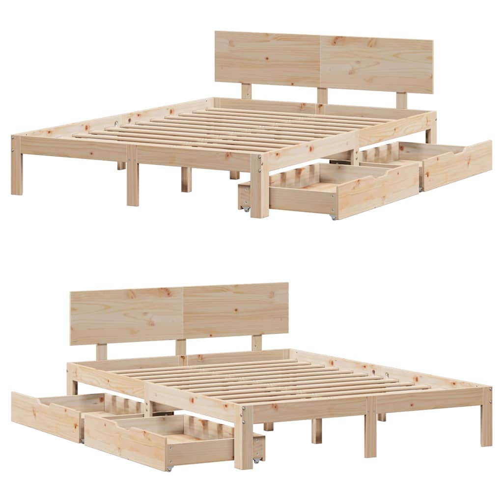 Bed Frame with Drawers without Mattress 120x190 cm Small Double