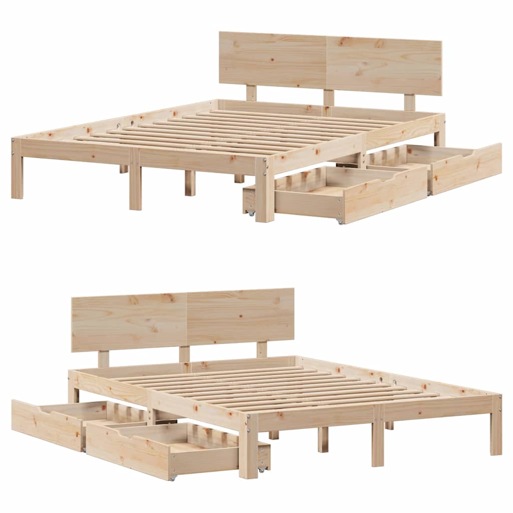 Bed Frame with Drawers without Mattress 140x190 cm