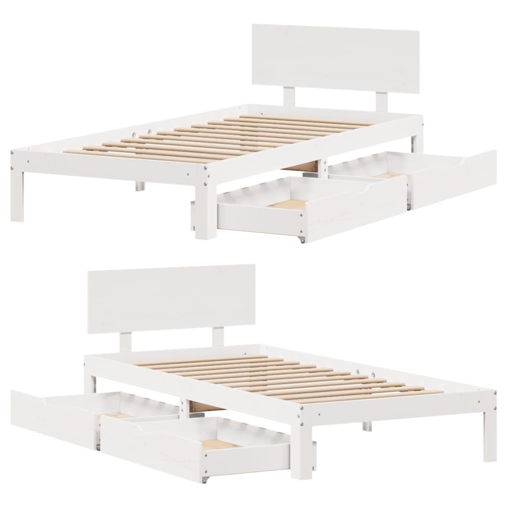 Bed Frame with Drawers without Mattress White 100x200 cm